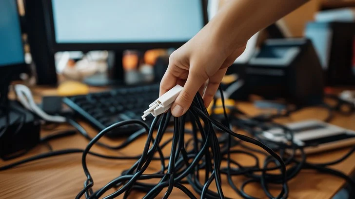 Tangled wires and keyboard - Free Organizing tangled cables Image - Office, Cables, Organizing ...