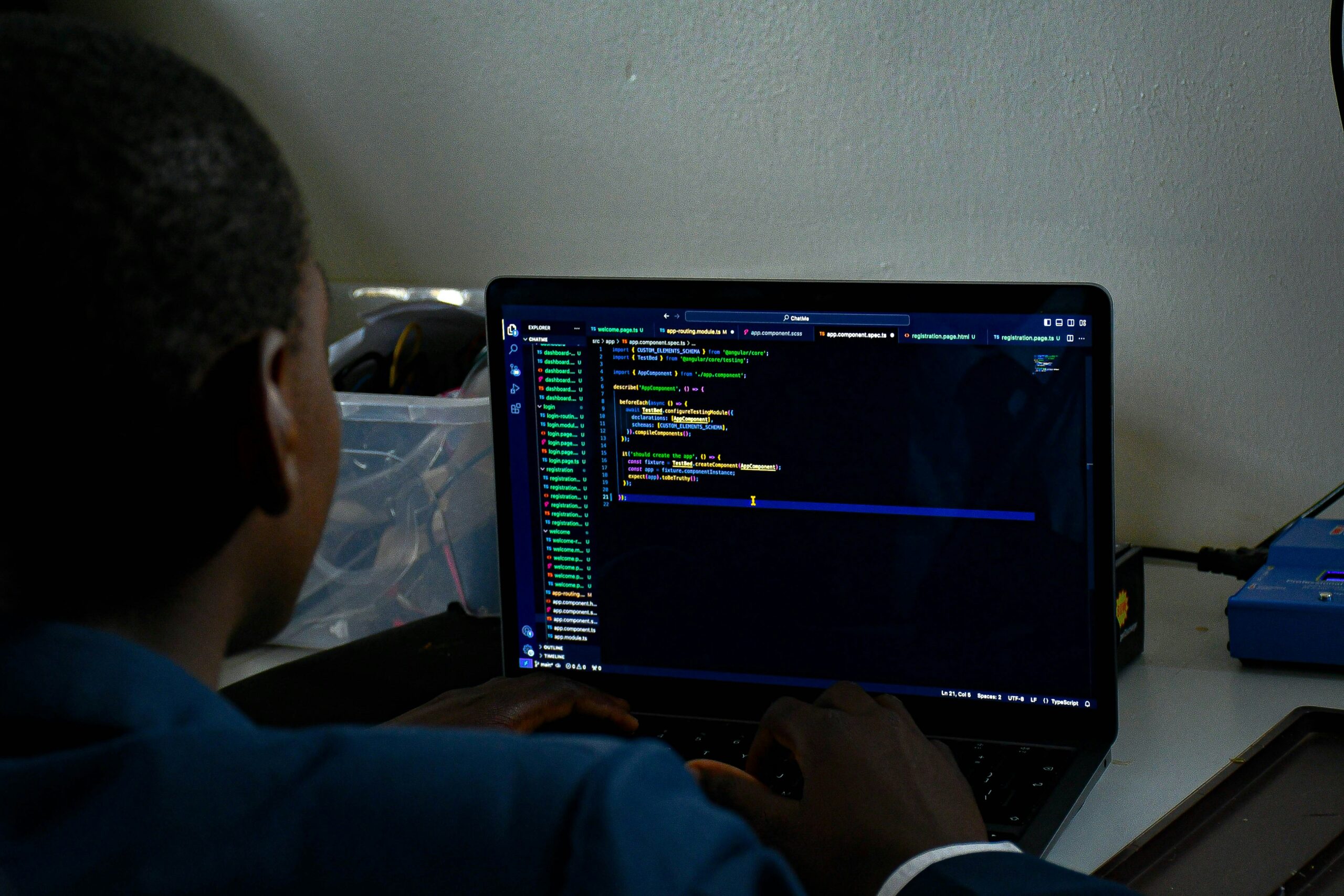 Keywords:
Hacker coding Python on screen - A person writing a computer code.