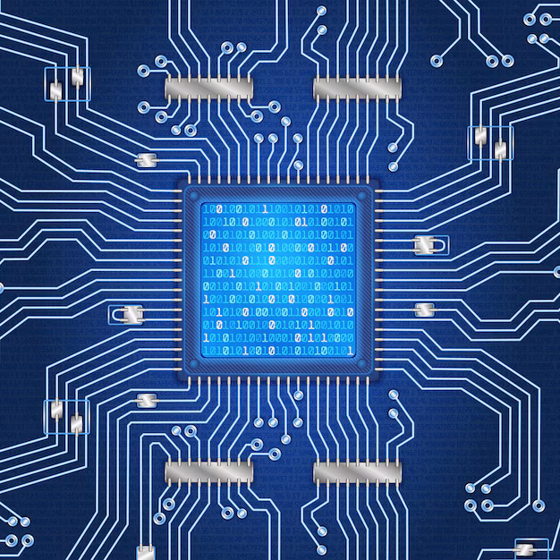 CPU microchip - Circuit board background cpu microchip abstract conductor scheme ...