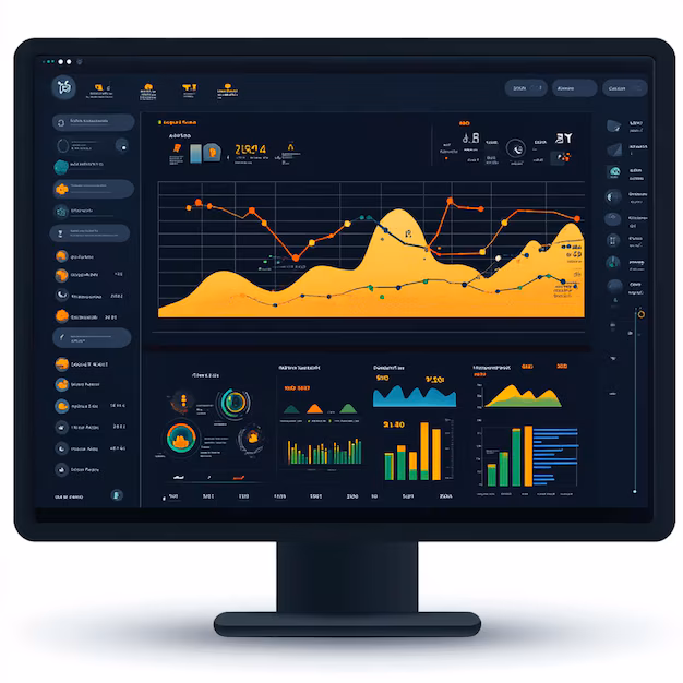 Interactive data dashboard on computer - Modern dashboard for environmental monitoring with interactive ...