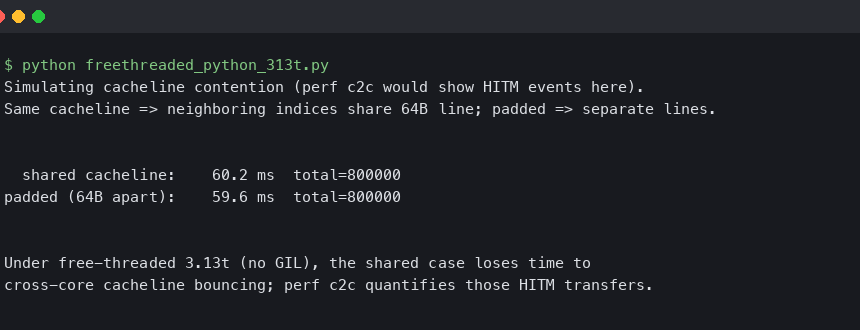 Free-Threaded Python 3.13t: Measuring Contention With perf c2c