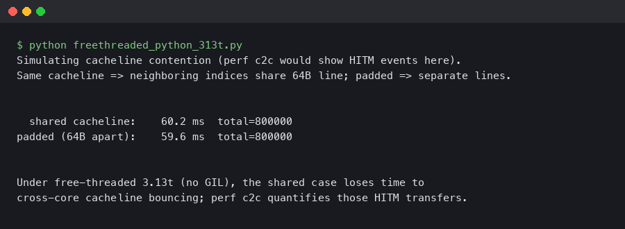 Free-Threaded Python 3.13t: Measuring Contention With perf c2c