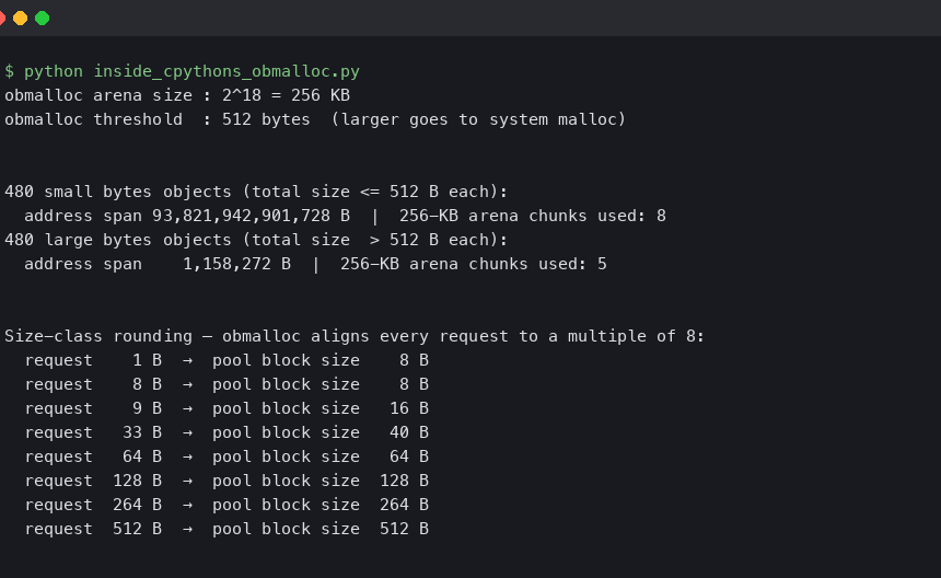 Inside CPython’s obmalloc: How the Small Object Allocator Avoids the System Heap