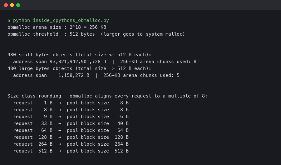 Inside CPython’s obmalloc: How the Small Object Allocator Avoids the System Heap
