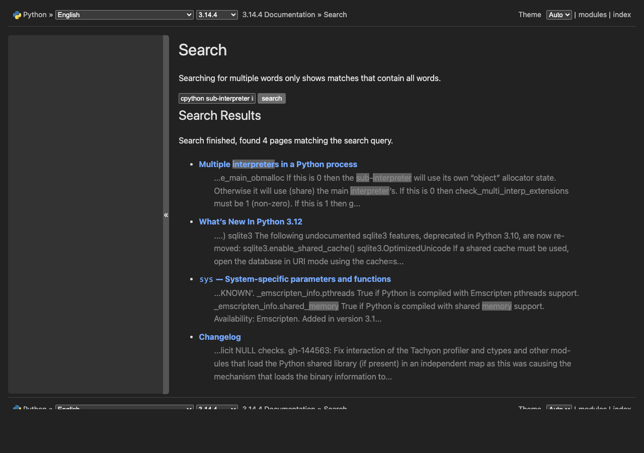 Official documentation for cpython sub-interpreter immortal objects memory sharing