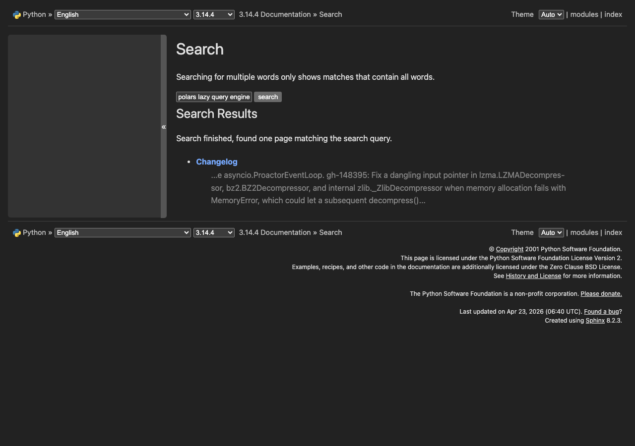 Official documentation for polars lazy query engine internals